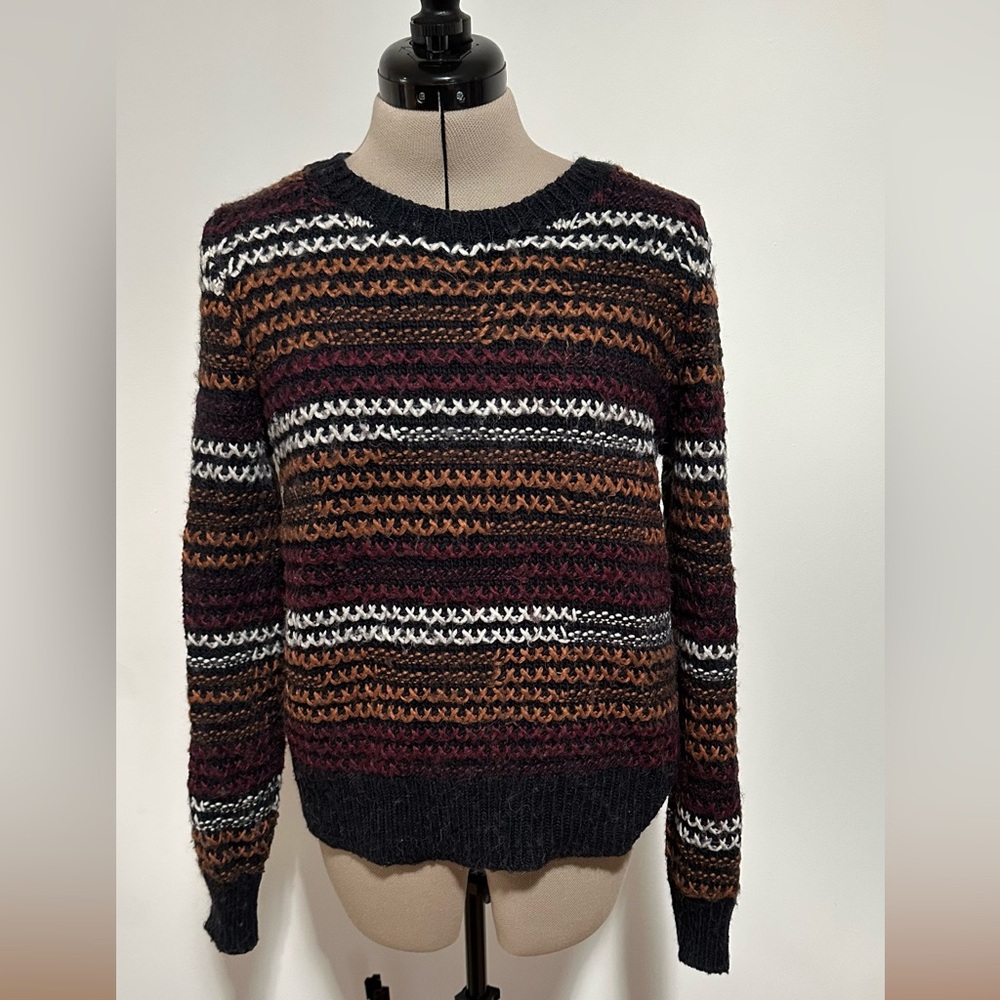 Abercrombie & Fitch Black and Brown Crew Neck Sweater w/ zipper in back